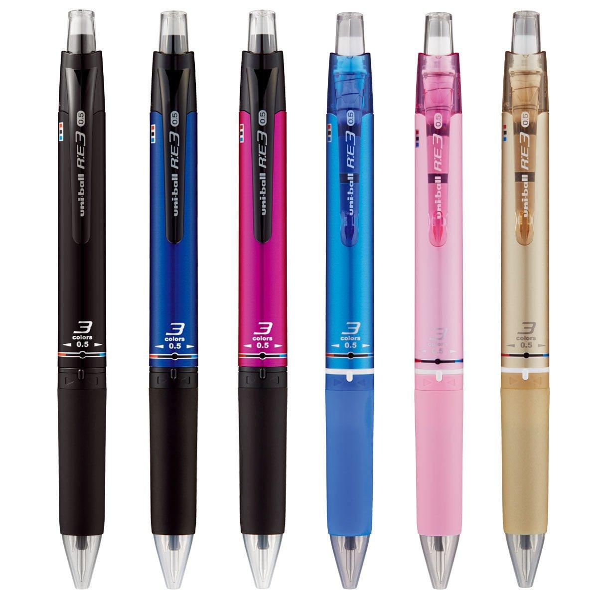 UNI uni-ball R:E3 third generation solid color 0.5MM three-color magic  eraser pen eraser pen URE350005