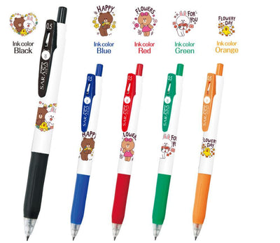 ZEBRA JJ15LN2 SARASA 0.5MM Gel Pen LINE FRIENDS Joint Ballpoint Pen BROWN CONY SALLY CHOCO - CHL-STORE