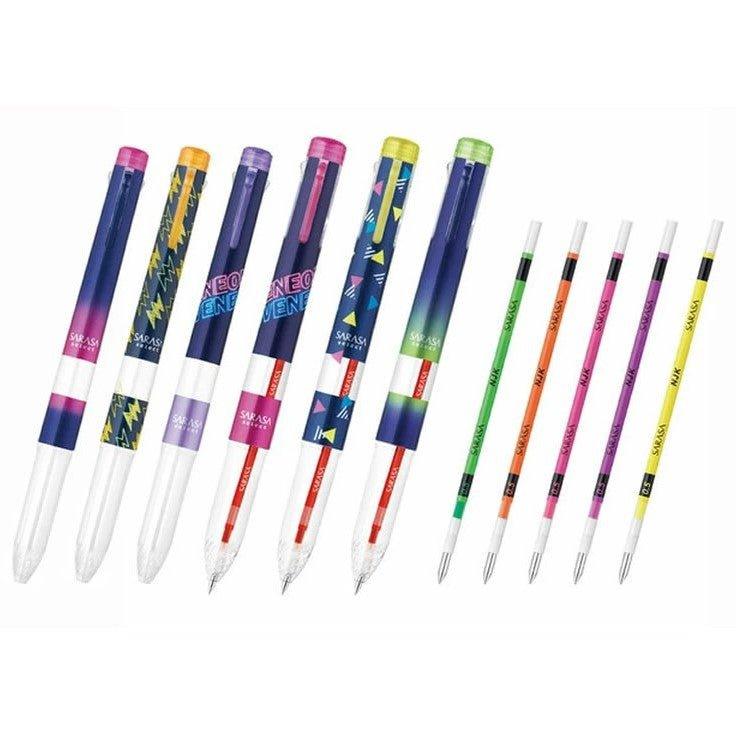Zebra Neon Color Series 5 Color Pen Tube 3 Color Pen Tube 0.5MM Refill 0.4MM Refill 10pcs - CHL-STORE