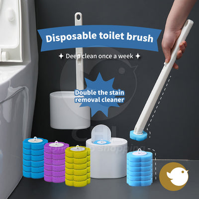 Disposable Toilet Brush with Replacement Heads | Deep Cleaning & Stain Removal Formula