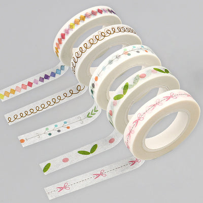 Washi tape, notebook accessories, card decoration, art stickers, rainbow grid, hand-painted circles, pink scissors