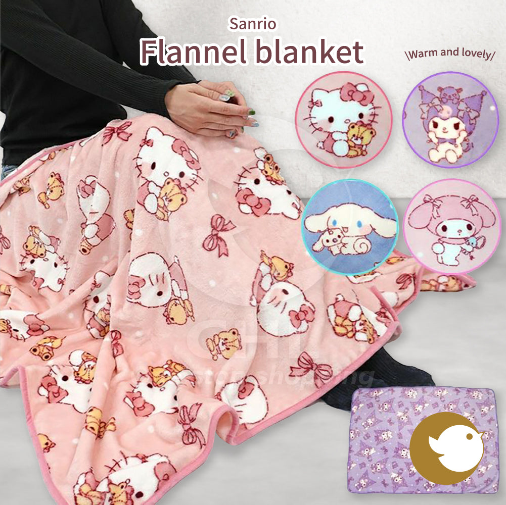 Sanrio Flannel Blanket Popular Characters Sanrio Series Hello Kitty Kuromi Cinnamoroll My Melody Warm and Cute Home