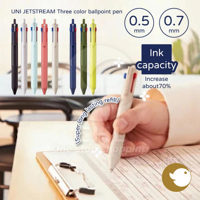 UNI OILY JETSTREAM SXE350705 SXE350707 0.5mm 0,7mm Bút bi ba màu mới