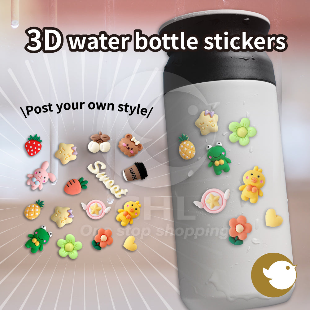 3D water bottle stickers, water cup decoration, stickers to express your own style, water cup stickers, cute cartoons, animal patterns, three-dimensional stickers, stickers for mobile phone cases, stickers for thermos cups, stickers for lamps