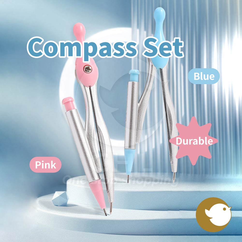 Minimalist Compass Set – Blue / Pink | Durable, Easy to Use, Perfect for Students & Designers