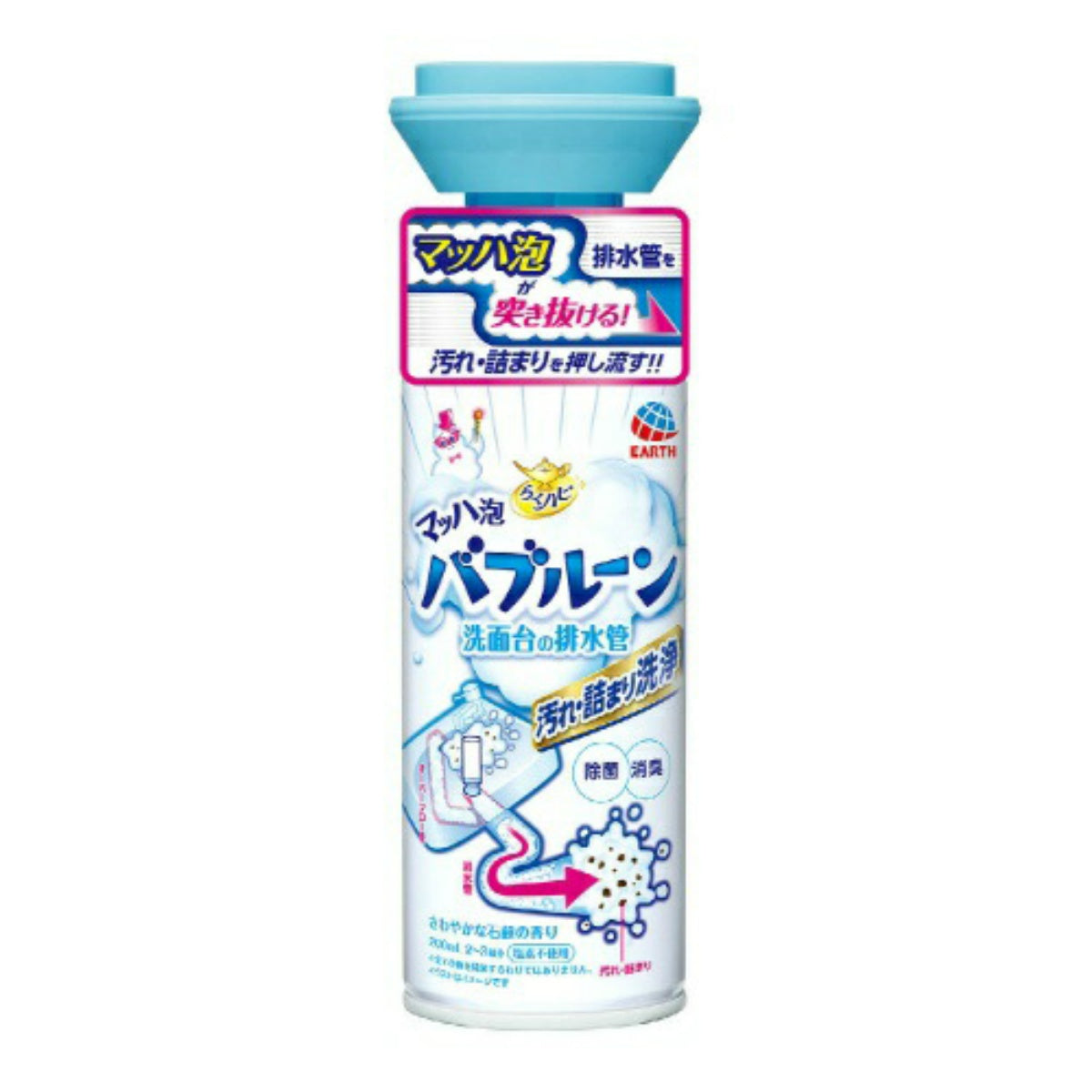 Made in Japan Earth Pharmaceutical Rakuhapi Mach Foam Bubble Washbasin Drainage Cleaning 200ml Drainage Foam Cleaner