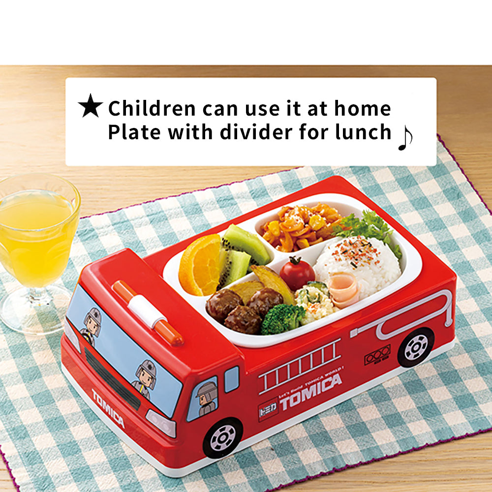 Skater Tomica Lunch Tray Fire Truck Police Car Microwave Dishwasher Removable Dividers Antibacterial Treatment Kids Lunch Boys Gift