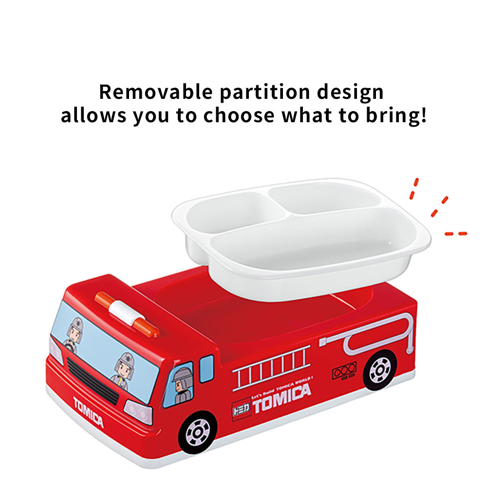 Skater Tomica Lunch Tray Fire Truck Police Car Microwave Dishwasher Removable Dividers Antibacterial Treatment Kids Lunch Boys Gift