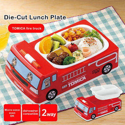Skater Tomica Lunch Tray Fire Truck Police Car Microwave Dishwasher Removable Dividers Antibacterial Treatment Kids Lunch Boys Gift