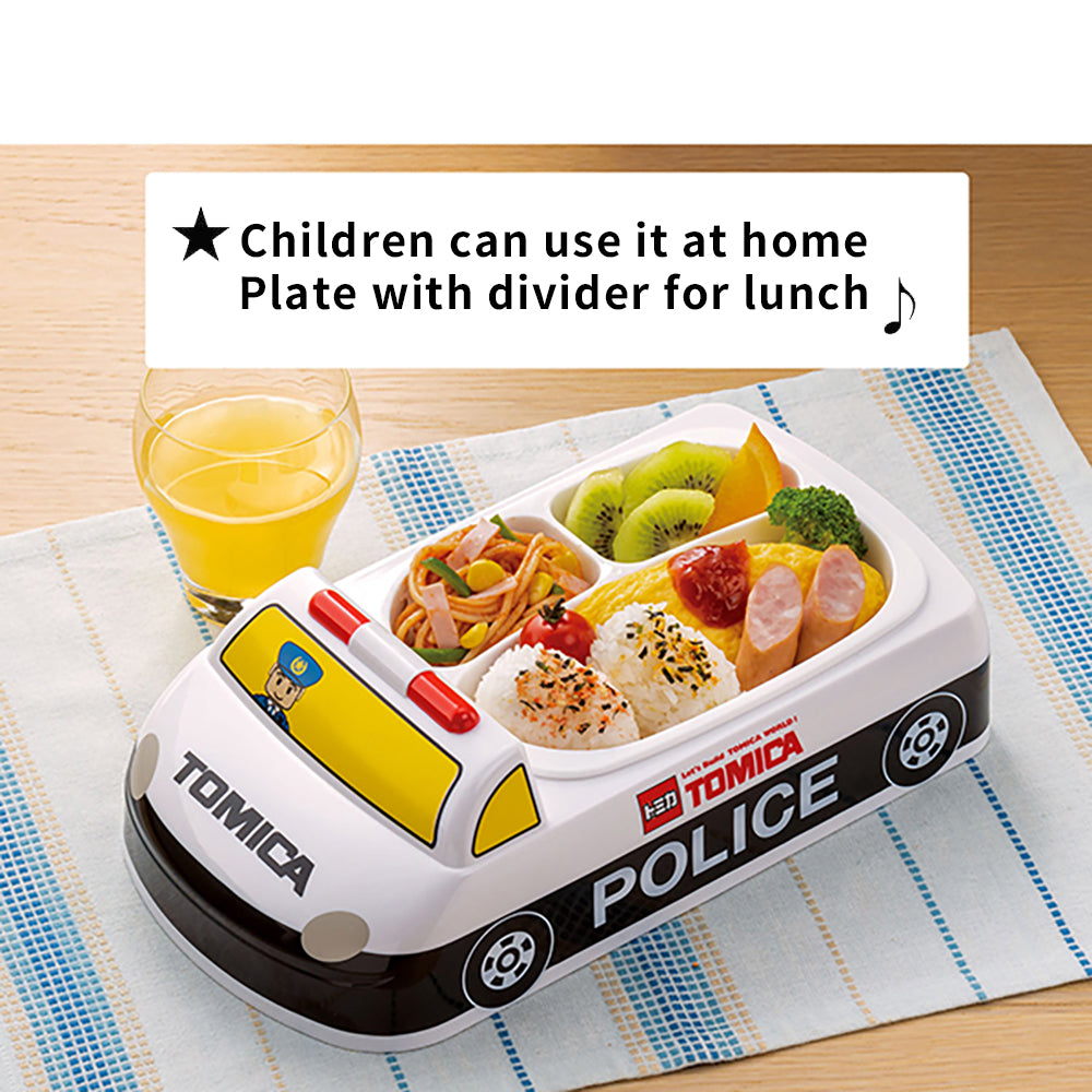 Skater Tomica Lunch Tray Fire Truck Police Car Microwave Dishwasher Removable Dividers Antibacterial Treatment Kids Lunch Boys Gift