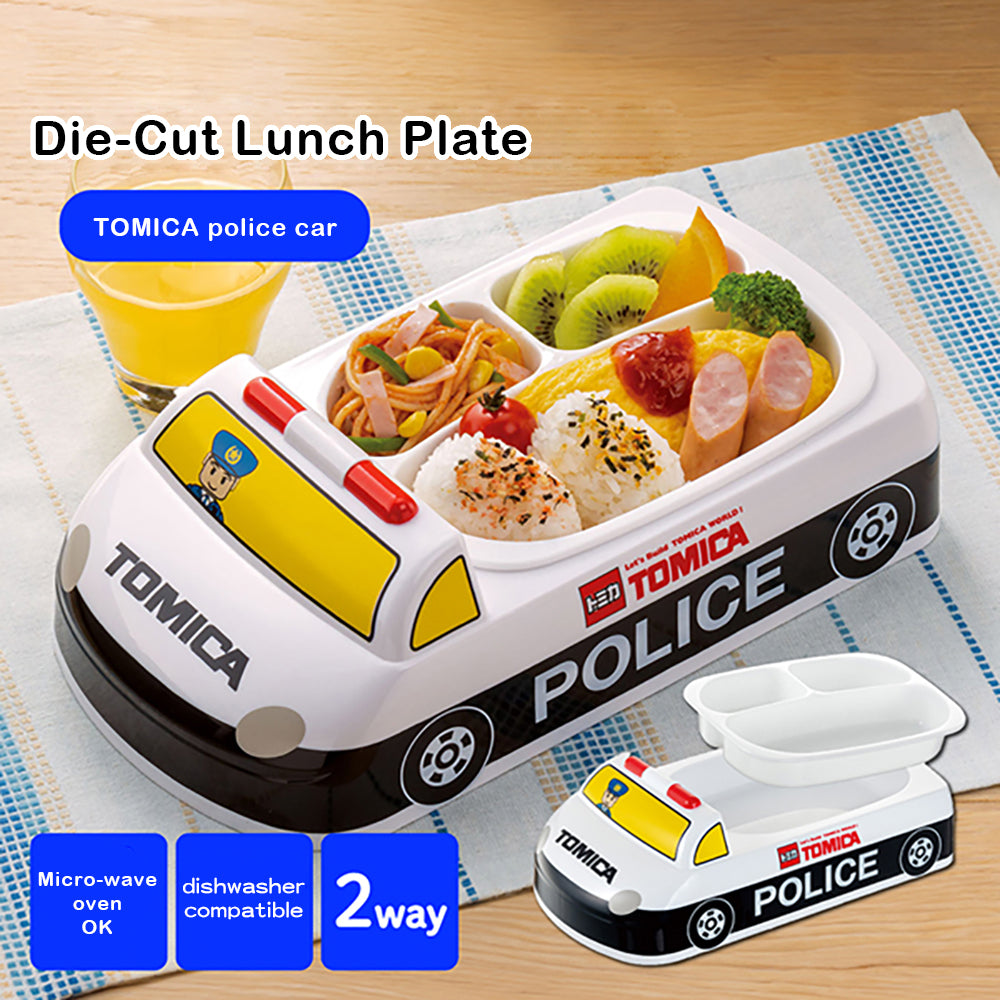 Skater Tomica Lunch Tray Fire Truck Police Car Microwave Dishwasher Removable Dividers Antibacterial Treatment Kids Lunch Boys Gift