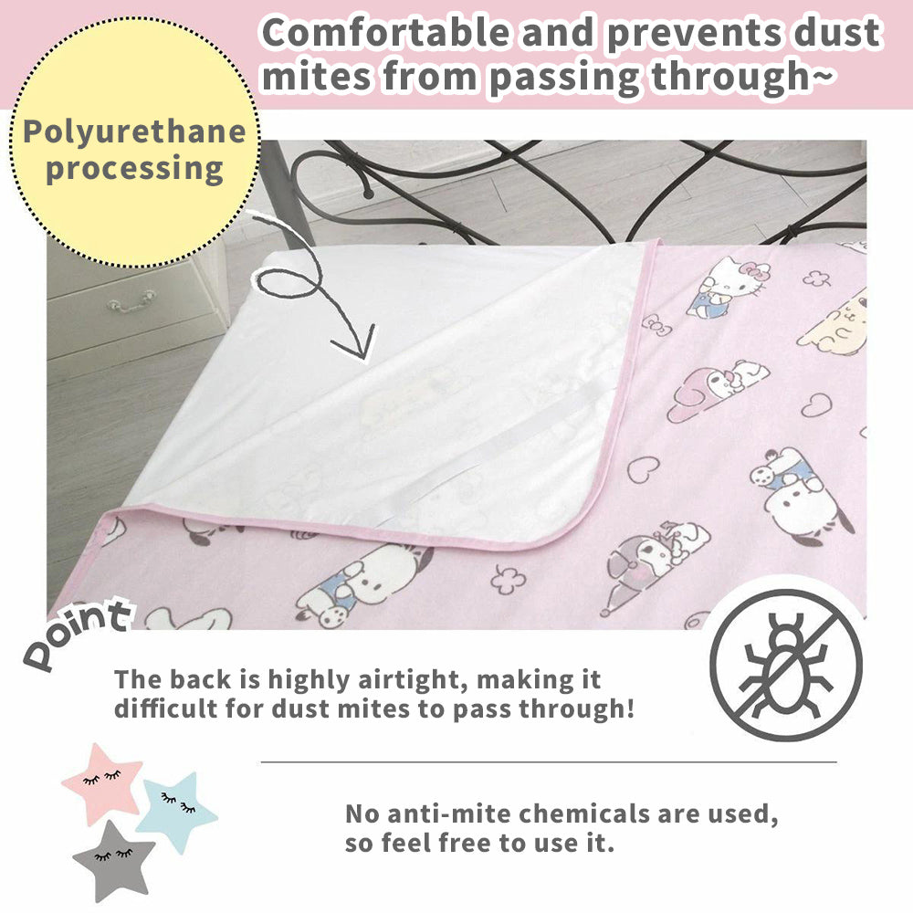 Sanrio Popular Character Waterproof Sheets 3 Sizes Menstruation Safe Sleep Anti-dust Mites Waterproof Processing Cleaning Co-branded No Penetration from Dirt Simple Installation