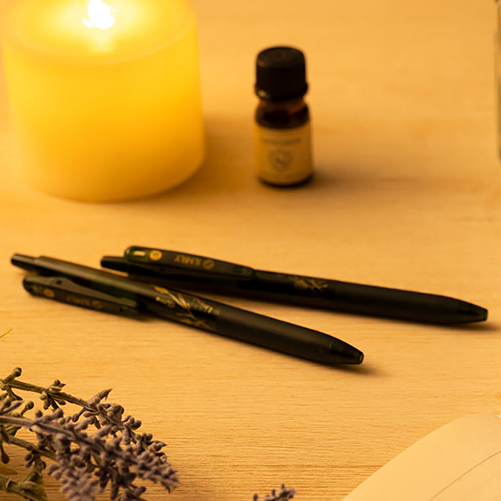 PILOT ILMILY 0.5mm Black Ink Herbal Essential Oil Fragrance Ballpoint Pen Brown/Green Geranium Mint Lavender Ylang-Ylang Adult Fragrance Pen Aromatherapy Japanese Healing Writing Stationery