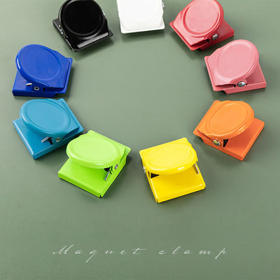 Candy color magnet metal memo holder colorful bill holder yellow white black blue pink orange green sapphire blue red message record daily necessities
