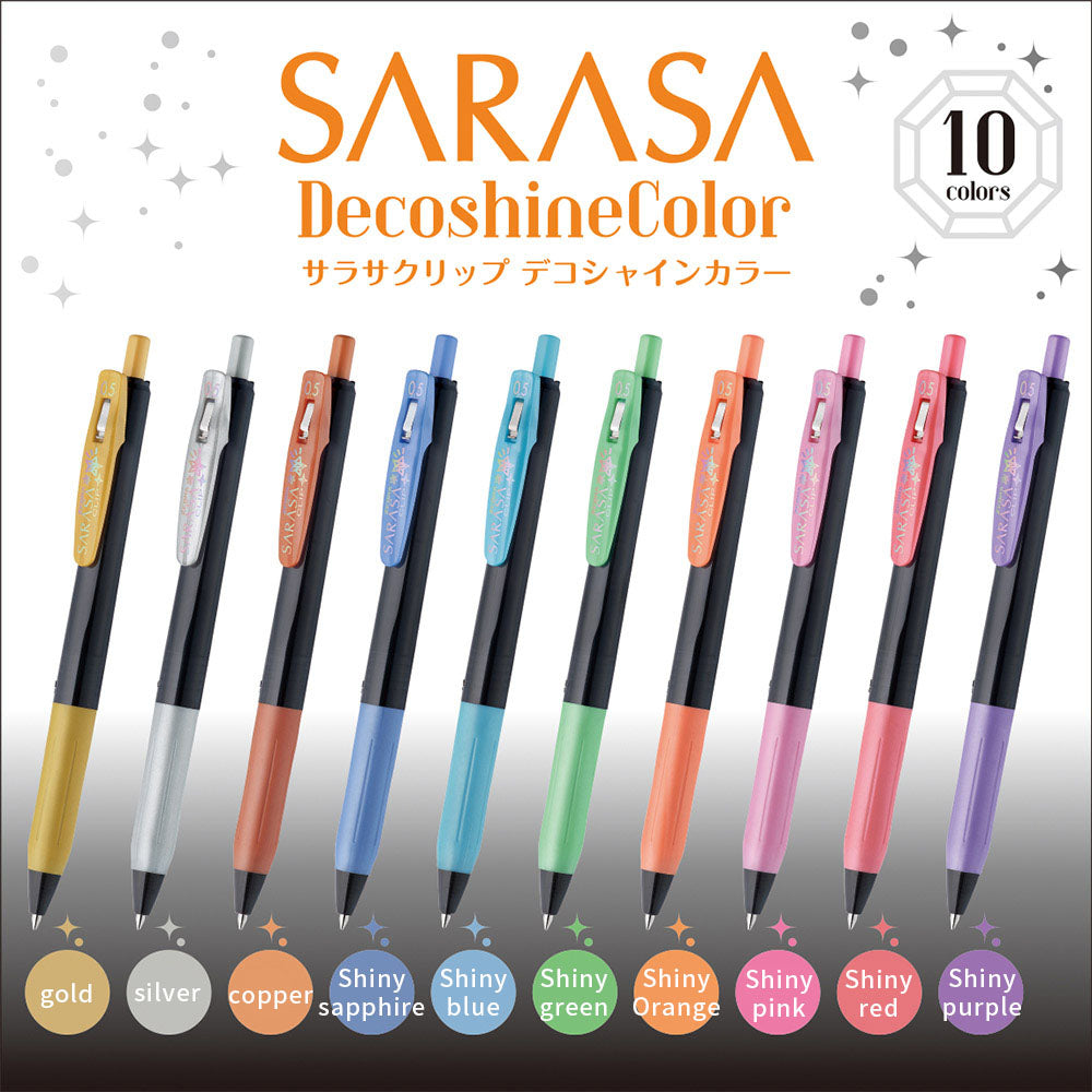Zebra Sarasa JJ15 0,5 mm Deco glänzend Farbe Schwarzes Wellen helle Farbe Neutraler Stiftpibelstift fünf in Gruppe zehn in der Gruppe