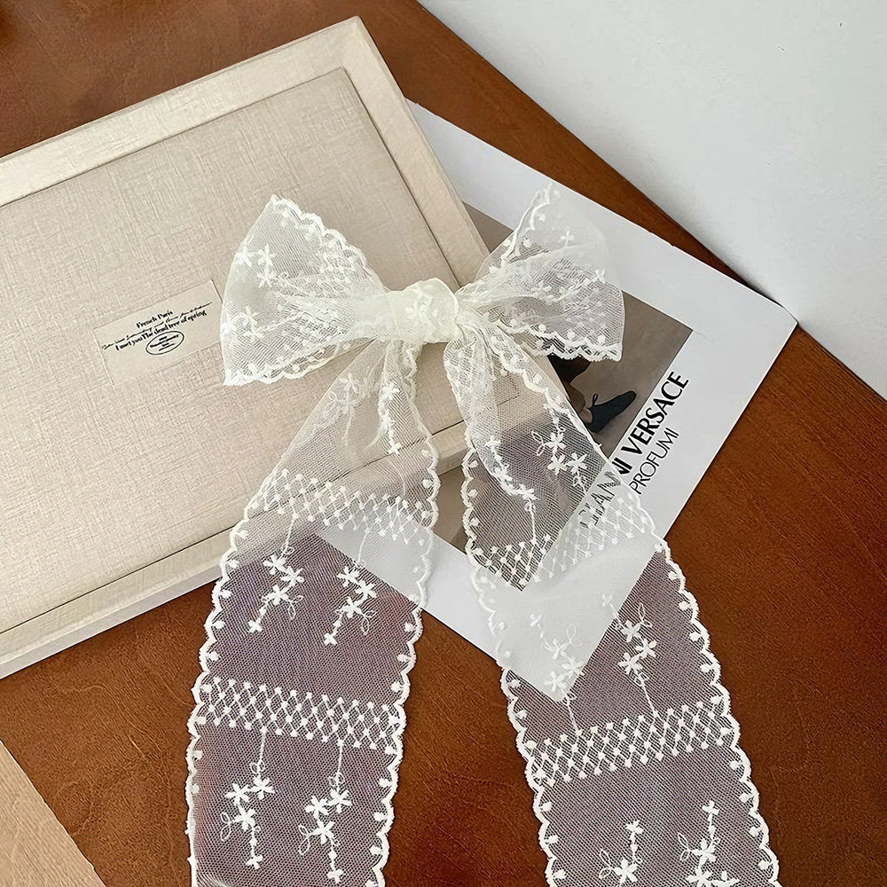 Lace Bow & Velvet Necklace | Black & White All-Match | Elegant Lace Scarf Style Choker