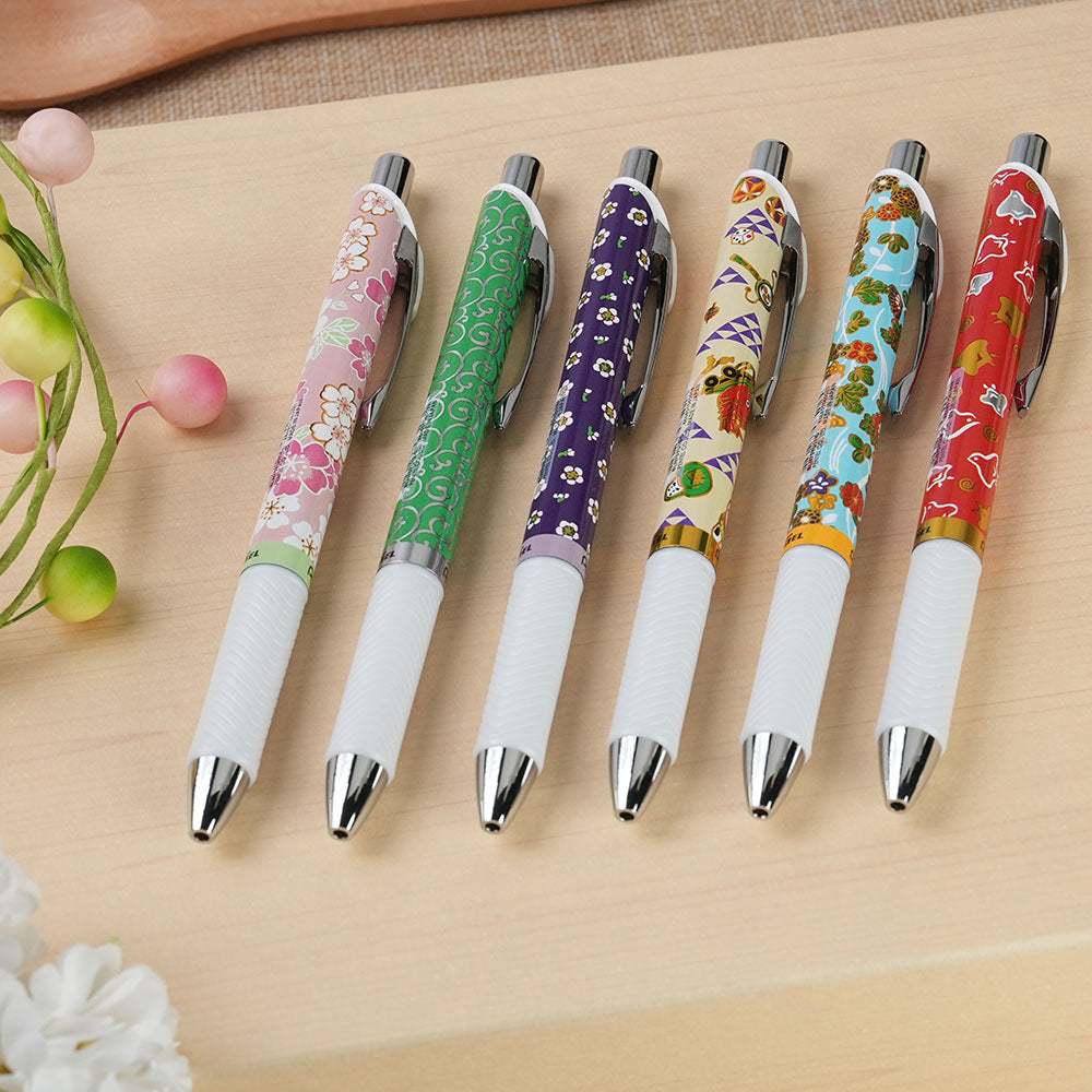 PENTEL ENERGEL 0.5mm Limited Yuzen Series Second Edition Gel Ballpoint Pen  Sakura Birds Tang Grass White Flowers Flowers Japanese Art Japanese