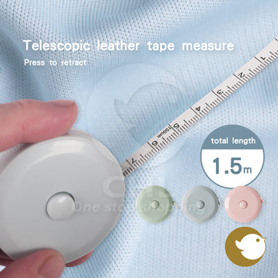 Retractable leather tape measure Plastic tape measure 1.5 meters for measuring clothes Mini tape measure Morandi color waist measurement double-sided Non-toxic plastic Can be bent at will Small and cute