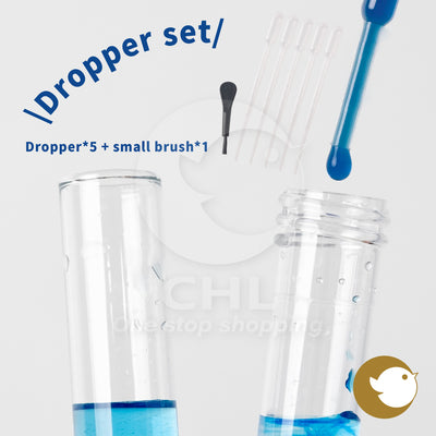 Plastic dropper set, 5 3ml droppers, 1 small brush, Pasteur pipette, Pasteur dropper, graduated, disposable, essential oil, suitable for skin care products, experimental test