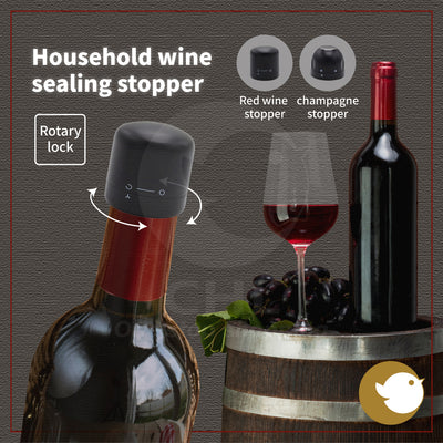 Household sealed wine stopper, red wine stopper, champagne stopper, fresh-keeping, rotating lock, efficient sealing, easy to open with one turn, tableware-grade silicone, locks air, does not leak, compact and beautiful