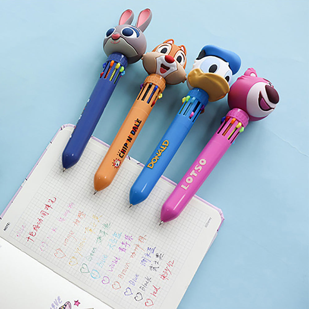 10 Colors Cute Bear Ball Pen Press-Type Pen-Ball Student Stationery