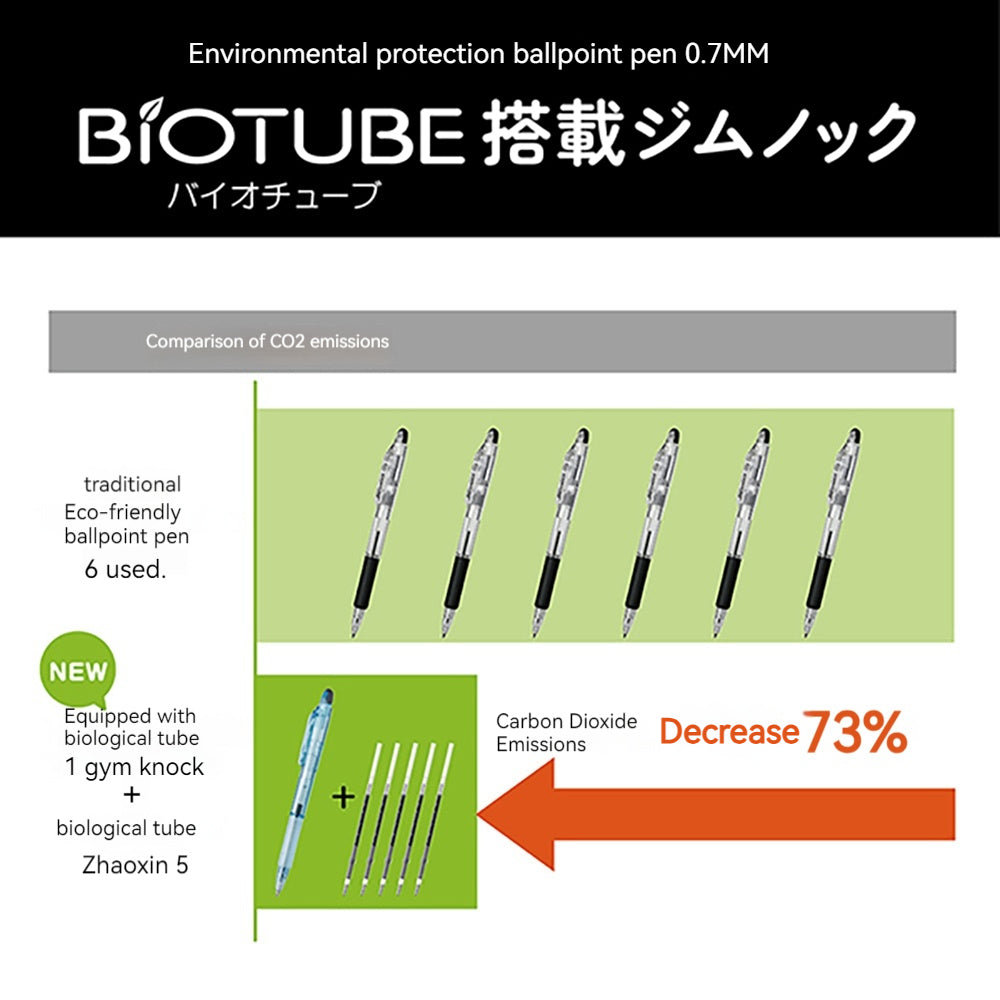 ZEBRA BIOTUBE BI-KRB 0.7㎜ Environmentally friendly ball pen Plant regeneration and recycling Earth environmental protection Japanese certification mark