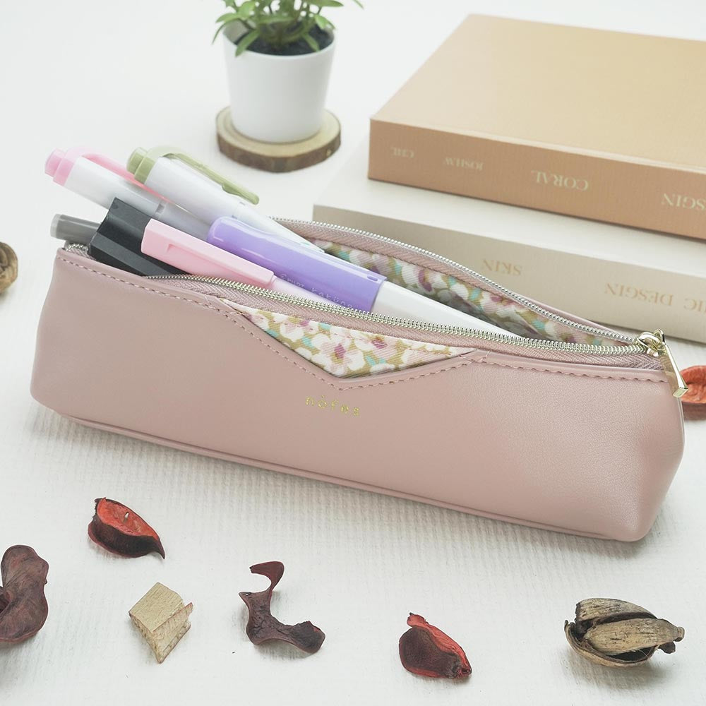 Raymay Nofes Mini Pocket Geometric Pen Case Black/Fig Coral Pink Pencil Case Multifunctional Storage Cosmetic Bag Storage Bag Printed Floral Japanese Stationery Office Study