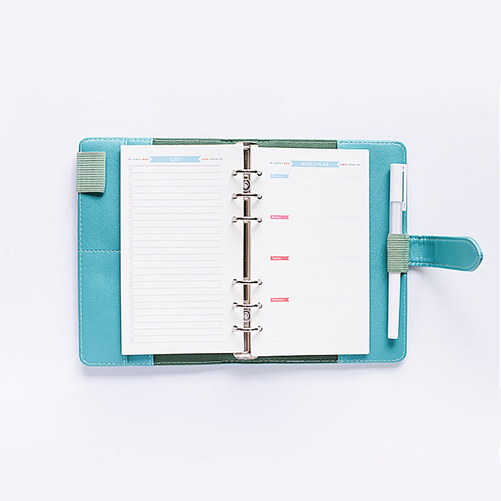 A5 loose-leaf paper monthly diary, inner pages, 6 holes, six-hole blue label, blue title, monthly schedule, calendar, record, monthly schedule, inner pages of loose-leaf paper, inner page supplement