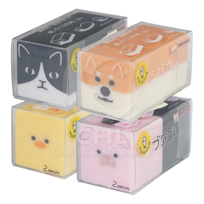 Sun-Star Animal Transformable Eraser Transforms with Use Cute Healing Tuxedo cat Shiba Inu Duckling Piglet