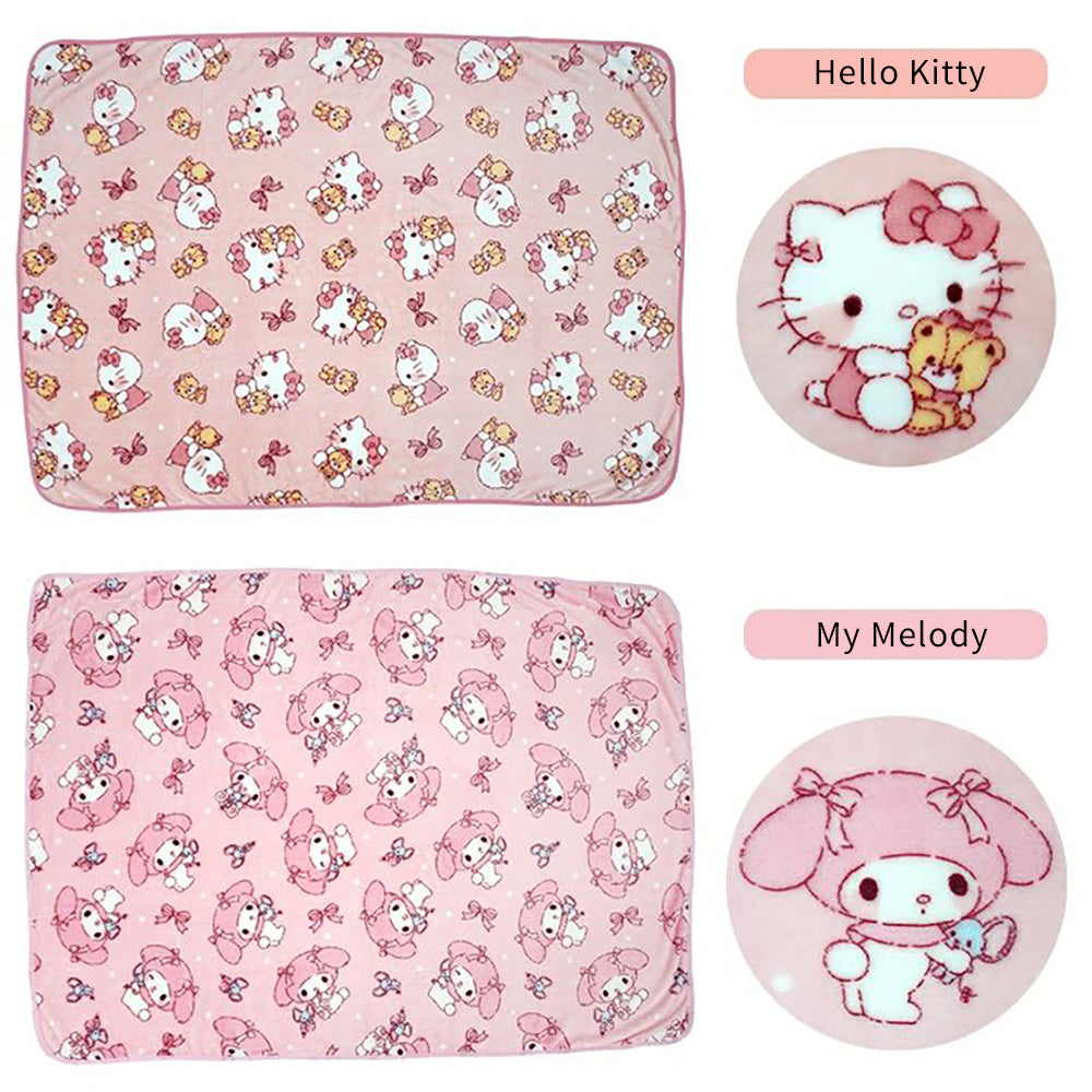 Sanrio Flannel Blanket Popular Characters Sanrio Series Hello Kitty Kuromi Cinnamoroll My Melody Warm and Cute Home