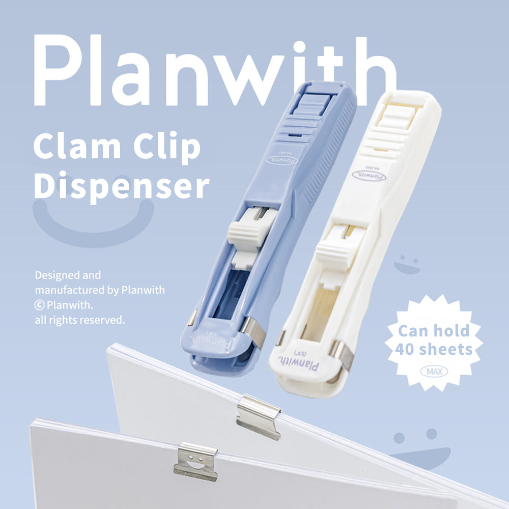 PlanWith Push Series Clip Pusher Fresh and Portable Paper Binding Organizing Push Clip and Clip Pusher Set Smiling Metal Small Clip