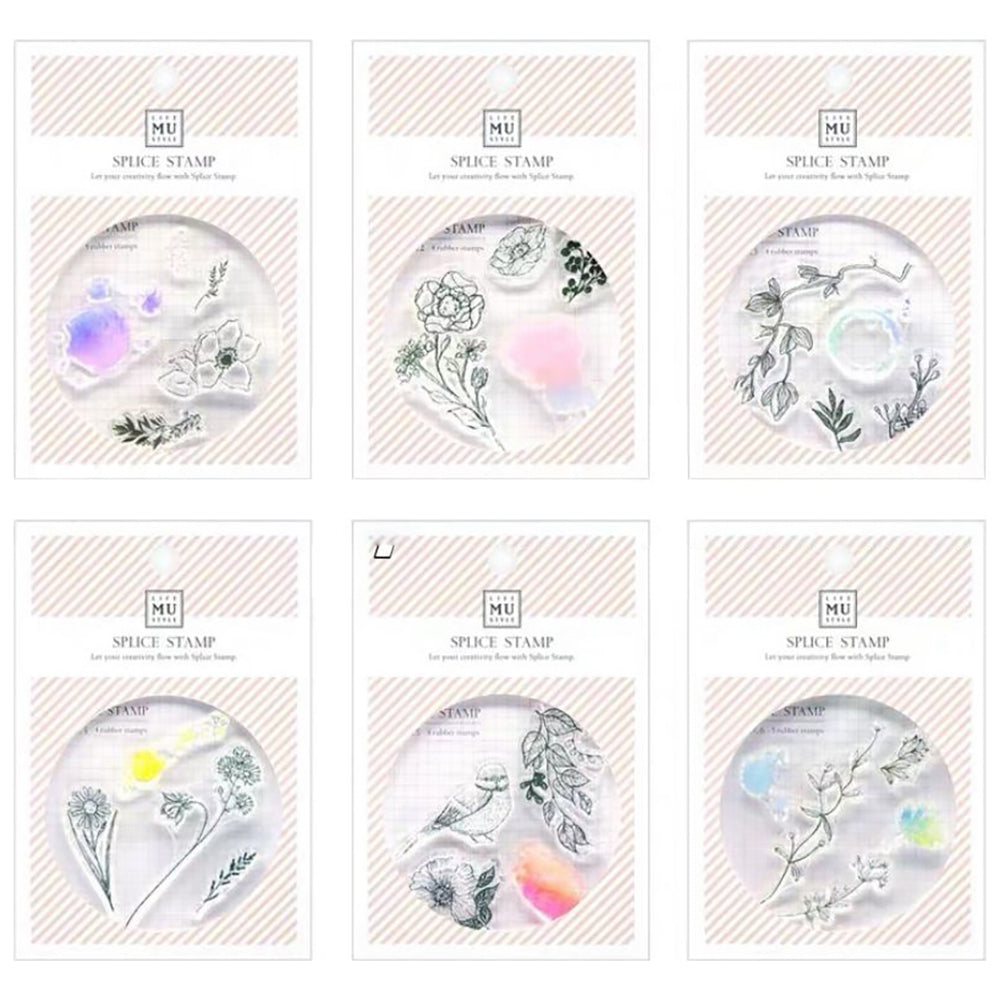 YT-MU Creative DIY transparent crystal collage, silicone PVC seal, handbag, decorative seal, match your own color, soft and delicate, retro flower and plant set