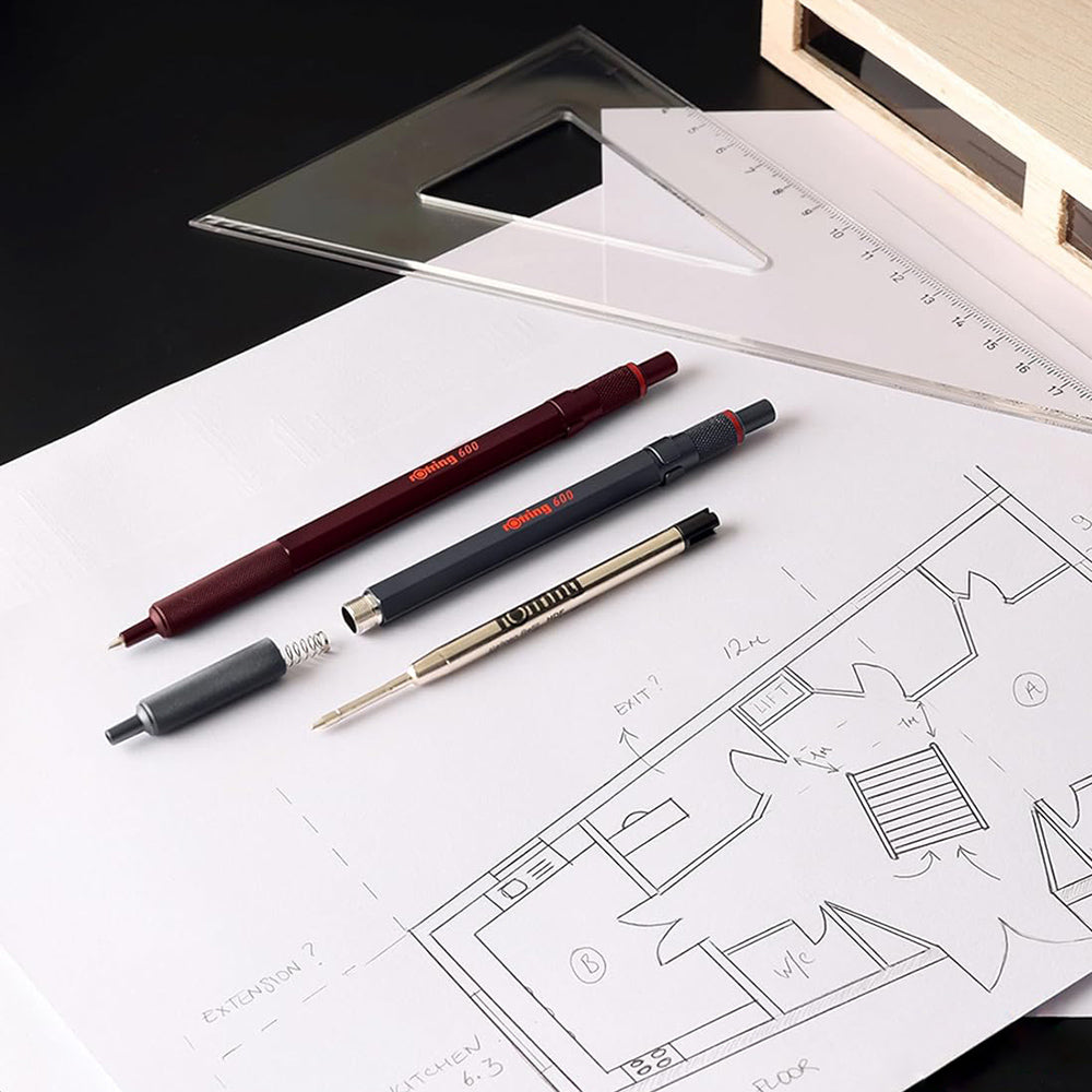 rOtring 600 Limited New Color Metal Ballpoint Pen 1.0mm Automatic Pencil 0.5mm German Red Ring