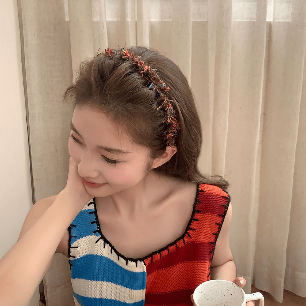 Korean style toothed wavy hairband, summer hairband, amber black DIY, refreshing, clean and tidy, decorative matching, home and outing matching