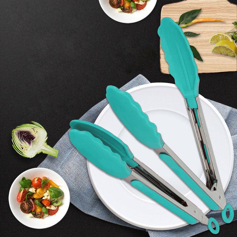 9 inch stainless steel multifunctional silicone food clip aqua blue food clip kitchen supplies daily necessities - CHL-STORE 