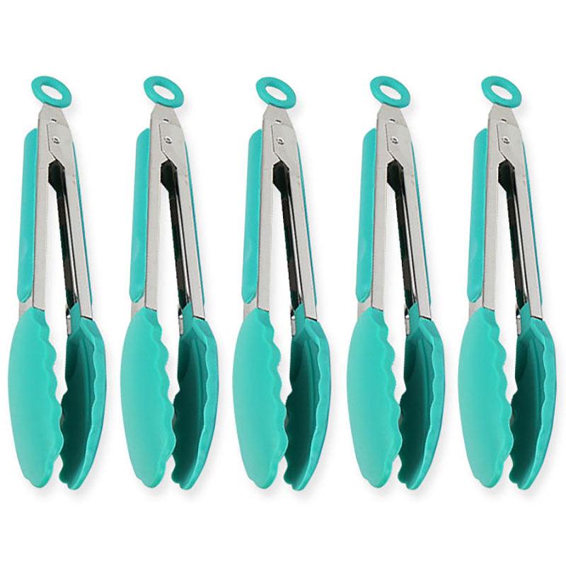 9 inch stainless steel multifunctional silicone food clip aqua blue food clip kitchen supplies daily necessities - CHL-STORE 