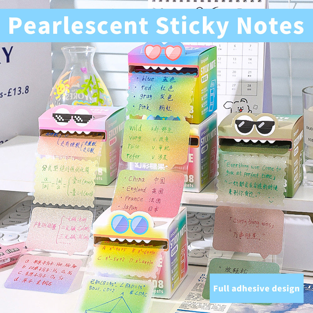 LANGUO Pearlescent Sticky Notes | 4 Gradient Color Rolls | Fully Adhesive, Reusable, No Residue