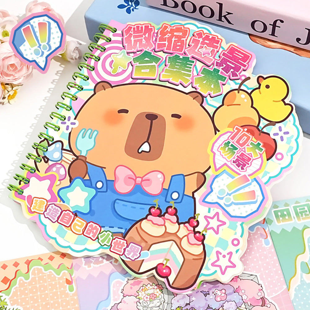 Miniature Scenery Sticker Book – Capybara DIY 3D Paper Craft Kit