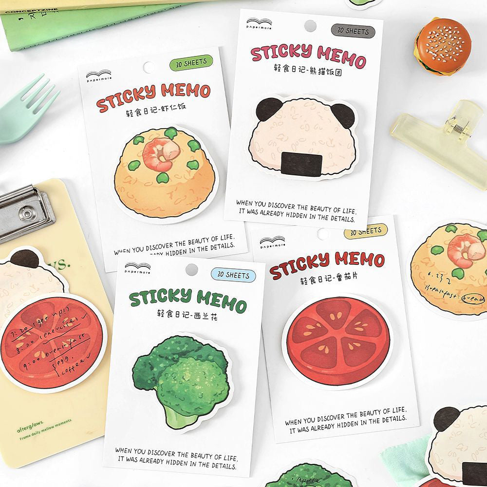 PaperMore Mini Bites Sticky Notes – 30 Sheets Cute Food Design Memo Pads for Journaling & Notes
