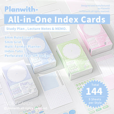 Planwith Useful Index Tab Set – Tear-Off Cards with Sticky Tabs for Study & Planning