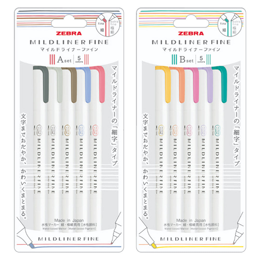 ZEBRA MILDLINER Dual Fine Tip Highlighter (WYT9) Fine Tip + Extra-Fine Tip Soft Color Marking