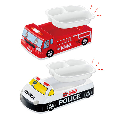 Skater Tomica Lunch Tray Fire Truck Police Car Microwave Dishwasher Removable Dividers Antibacterial Treatment Kids Lunch Boys Gift