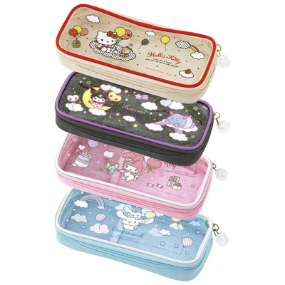 Sanrio rhinestone zipper transparent pencil case Hello Kitty Kuromi My Melody Cinnamoroll quick access to stationery shiny rhinestones easy storage