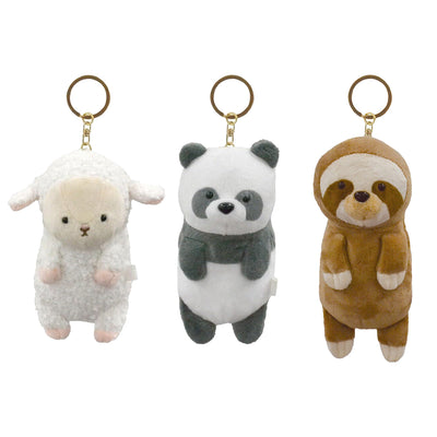 Tsumamikko plush keychain plush toy pendant with hanging ring with zipper key ring cute healing auspicious sheep panda bear sloth
