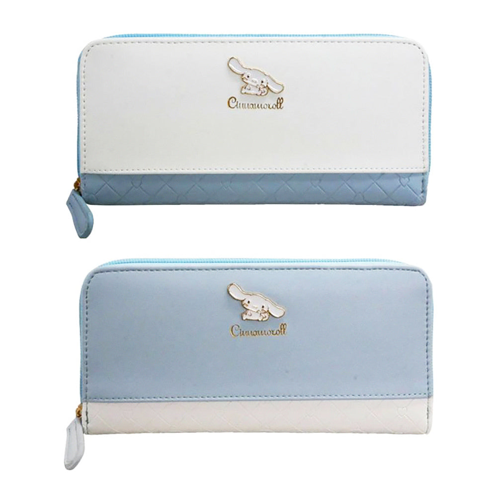 Sanrio Cinnamoroll Trifold Wallet Long Purse Exquisite Metal Pattern Wallet Leather Bag Cute Wallet Mini Wallet