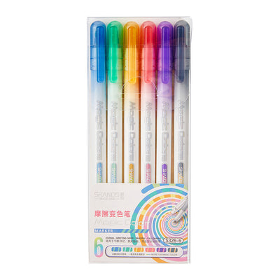 Magic Color Erasable Color Changing Pen Fluorescent Pen Macaron Color Series 6 Color Set Children Student Office Notebook Notebook Draw Key Points Multi-color Matching