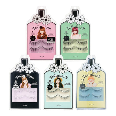 Dolly Wink Japanese False Eyelashes | 5 Styles Natural Volume, Light Brown, Invisible Band for Asian Eyes