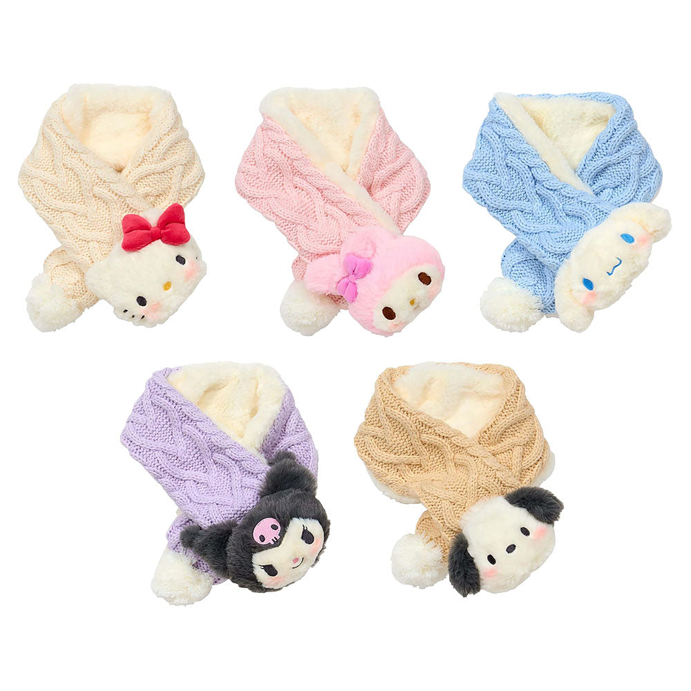 Sanrio Kids Knit Scarf – Soft, Fluffy & Warm Hello Kitty, My Melody, Kuromi, Cinnamoroll, Pochacco