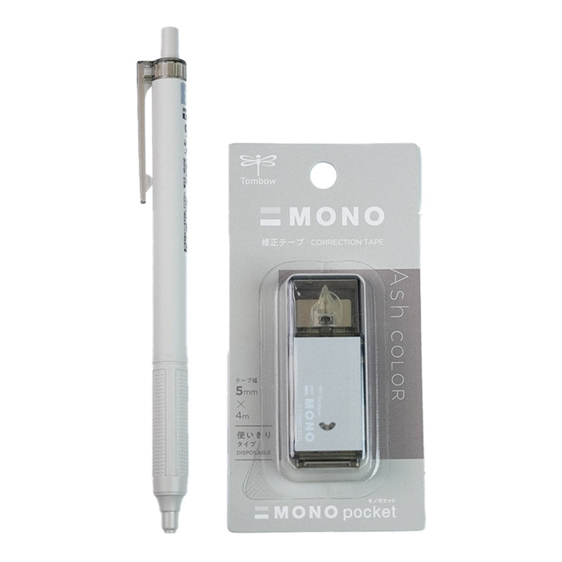 Tombow Mono Lite Misty Grey Limited 0,5 mm Stra Ball Ball Pen + Correction Tape Office Study Japanese Stationery Edition Limite