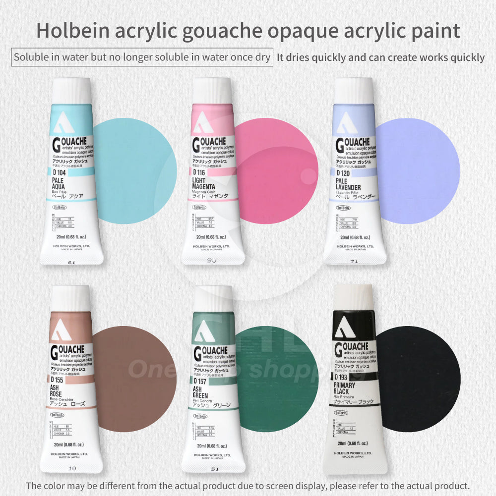 Holbein Acrylic Gouache Opaque Acrylic Paint 20ml Ultra Opaque Artist Professional Grade Fine Art PCCS Lightfast